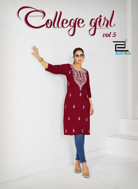College Girl Vol 5 By Blue Hills Rayon 14 Kg Kurti Wholesale Clothing Suppliers In India